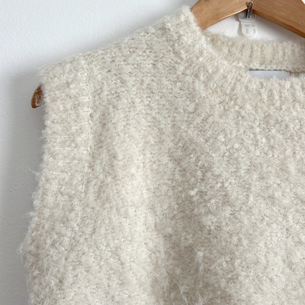 FRNCH Paris Crew-Neck Bouclé Sweater Vest Cream Ivory NWOT - Picture 7 of 16
